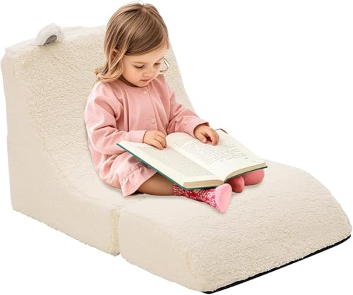 YULEYU Kindersofa, Kleinkind Couch, 2-in-1 Aufklappen Kindersessel, Kinder Couch Ausklappbar Kinder Sofa für Kinderzimmer, Geschenke für Mädchen und Jungen (Beige)