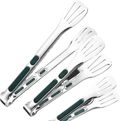 ZFIHAV Kochzangen 3 stücke Grill Clip Edelstahl Lebensmittel Zange Fleisch Salat Steak Huhn Nudel Servieren Clip BBQ Kochen Zange Küche Utensilien(12 inch)