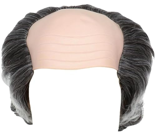 Ymxygz Kopfperücke Halloween Graue Glatzenperücke Lustige Glatzenperücke Für Alten Mann Halbglatze Perücke Verrückter Wissenschaftler Perücke Verrückter Professor Perücke Für Frauen Männer