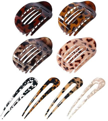 Pince Cheveux Pince Plate Cheveux Epingle Cheveux Femme French Pin Hair Convient Aux Cheveux Longs, Courts Et Bouclés(Imprimé Léopard)