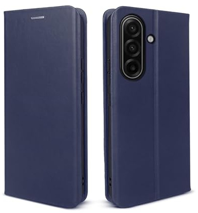 phase9 Echtleder Handyhülle für Samsung Galaxy A57 5G Klapphülle Leder Case Hülle Magnetverschluss RFID-Schutz Kartenfächer Geldfach Standfunktion Schutzhülle Datenschutz Blau