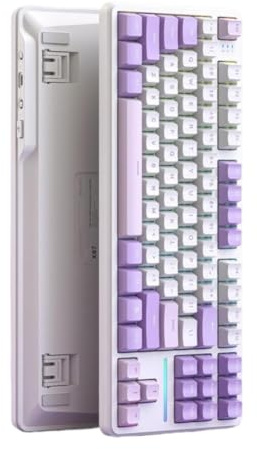 QdLmvpSDo Mechanical Keyboard RGB Hot-Swap Side Engraved Translucent Character Compatible With X87 Macro Drive Gaming (Twilight violet)