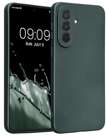 kwmobile Handyhülle für Samsung Galaxy A37 5G Hülle - weiche Silikon Case metallisch schimmernd - Schutzhülle Cover - Metallic Petrol