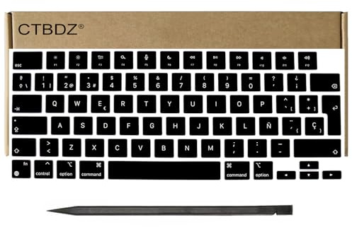Teclas de repuesto para MacBook Pro/Air (M1 M2 M3 M4) 13'' 14'' 15'' 16'' A2442 A2485 A2991 A2992 A2779 A2780 A3113 A3185 A3186 A2681 A2941 A3401 A3403 (2021-2025) (Negro, Español)