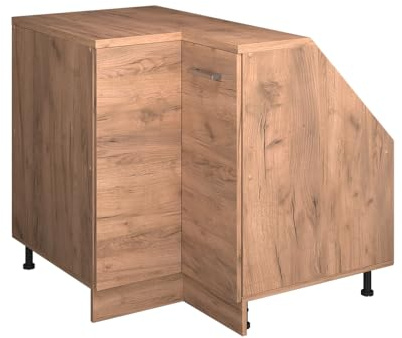 Vicco Eck-Küchenschrank für Dachschrägen R-Line, Goldkraft Eiche, 75.6 cm | 1 Tür · Extra Tiefe – 60 cm · Höhenverstellbare Füße · 1 Einlegeboden · ✓ Frei kombinierbar