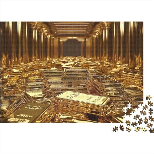 Goldbarren Tresor 1000 Teile Puzzle Familienspiel Puzzle für Erwachsene Papier 1000 Teile Puzzle Entspannung Dekor Geschenk 52x38cm/1000pcs