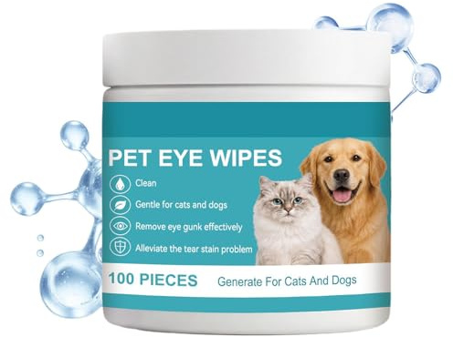 Dog Eye Wipes 100-piece Cleaning Grooming Sheets | Dog Eyes Tear Wipes for Kitten Puppy Cat Ear Clinic Home Salon Travel Outdoor