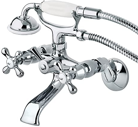 Kingston Brass KS265C Clawfoot Tub Wall Mount Faucet, Polished Chrome,6-Inch Adjustable Center