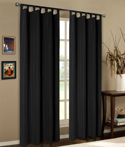 Mikrofaser Vorhang blickdichte Matte unifarbene Gardine, Schwarz Schlaufen, 175x140 Schal. Material aus Microsatin-Gewebe., 204000