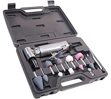 Dapetz ® Air Angle Die Grinder 1/4 1/8 90 Degree Mini Sander Grinder Polisher Tool Set with Grinding Stones for Hardware, Glass, Stone, Handicrafts, Jewelry 15PCS