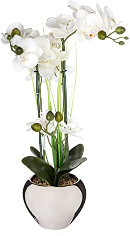 Atmosphera - Künstliche Orchidee - Keramikvase Silber - H53 cm - Silber