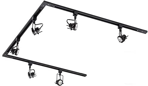 LITECRAFT Kitchen Track Light with Greenwich Fixture & GU10 LED Bulbs - (Black, 3M U-Shape 6 Light)