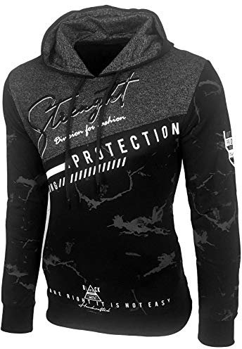 Baxboy Herren Pullover Hoodie Sweatjacke Longsleeve Sweatshirt Jacke Langarm Kapuzenpullover Hoody Sweater 2628, Farbe:Schwarz, Größe:XL