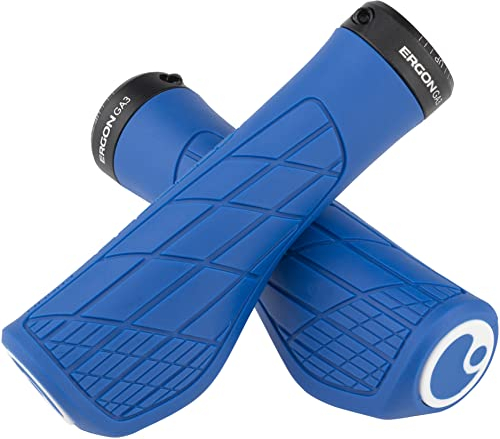 Ergon – GA3 Fahrradgriff | Ergonomisch mit Mini-Wing | MTB, All Mountain, Trail | Regular | Large | Midsummer Blue