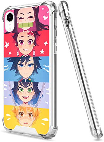 Anime Manga Character Clear Case for iPhone XR 6.1 Inch Shockproof Anti AL Hard PC + TPU Bumper Schutzhülle (Demon-Slayer-Nezko-Tanjiro-Kamado)