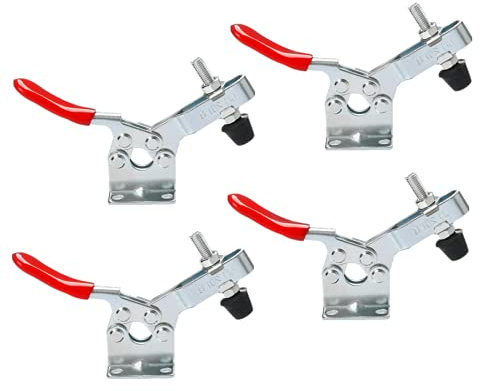 FENGZH Abrazadera de palanca horizontal - 4 abrazaderas de palanca de mano GH-201-B de 200 libras (90 kg) de capacidad de sujeción horizontal antideslizante tensión herramienta de liberación rápida