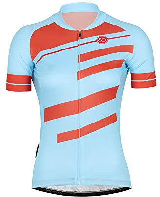 Sundried Women's Short Sleeve Retro Cycle Jersey Road Bike Cycling Top Ladies Blue Mountain Bike Shirt (Blue, XL)