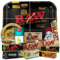 Rolling Tray Raw black 27.5 x 17.5 cm + Airtight Tin + RAW ashtray + Raw papers Kingsize Organic, Black, Classic, 5 meters + Tips + Raw Cones Kingsize + Stickers – Gift for smokers
