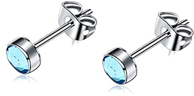 G23 Titan Ohrstecker für Damen Herren Mädchen Ohrringe Hypoallergen Nickelfrei 3mm/4mm/5mm/7mm Kristallohrringe Ohrschmuck Geburtstagsgeschenk