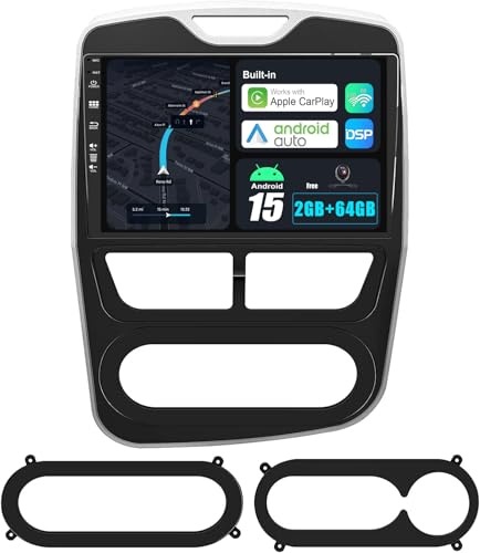 JOYX Android 15 IPS Autoradio para Renault Clio 4 (2012-2019) - 2G+32G - Inalámbrica CarPlay + Android Auto - Gratis Cámara Trasera - 10.1 Pulgada 2 DIN -Dab 4G WLAN Volante Fast-Boot Split-Screen BT