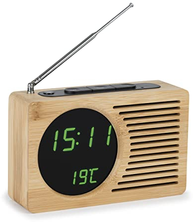 Atlanta Digital-Wecker LED Anzeige mit Radio-Funktion Temperaturanzeige Bambus Gehäuse - 2601