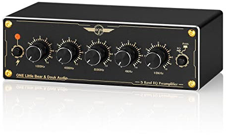 Douk Audio EQ5 Mini 5-Band EQ Preamp Stereo Analog Equalizer Portable Audio Processor for Home/Car