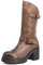 QUEEN HELENA Stivali Biker di Pelle Stivaletti con Tacco Plateau Zip Laterale Donna QH22L267 (Marrone, numeric_40)
