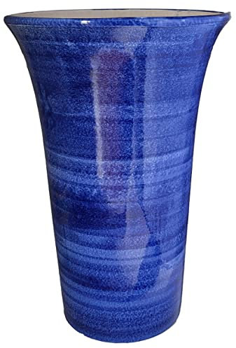 Ceramiche Angela Rinaldi – Portaombrelli Portafiori in Ceramica di Vietri dipinto a mano Maiolica Design Terracotta (blu, Portafiori Altezza cm 26 diametro cm 19)
