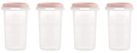 Miniland - Pack de 4 herméticos graduados, seguros, resistentes y aptos para lavavajillas, microondas y congelador. Set 4 Herméticos Blush 330ml. Colección Terra.