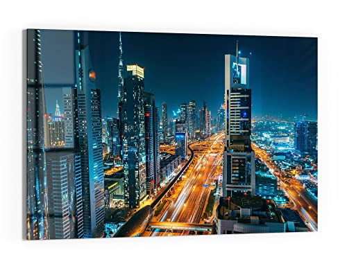 DEQORI Glasbild Echtglas | Motiv Schlafloses Dubai | horizontal einteilig 90x60 cm | schöne Dekoration | Wandbild für Wohnzimmer, Schlafzimmer, Flur & Küche | moderne Wanddeko
