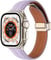 WIVASS Leather Watch Band Magnetic Clasp Replacement Strap Compatible with Apple Watch Ultra Series 8-1 38mm 40mm 41mm 42mm 44mm 45mm 49mm (42/44/45/49mm,Purple)