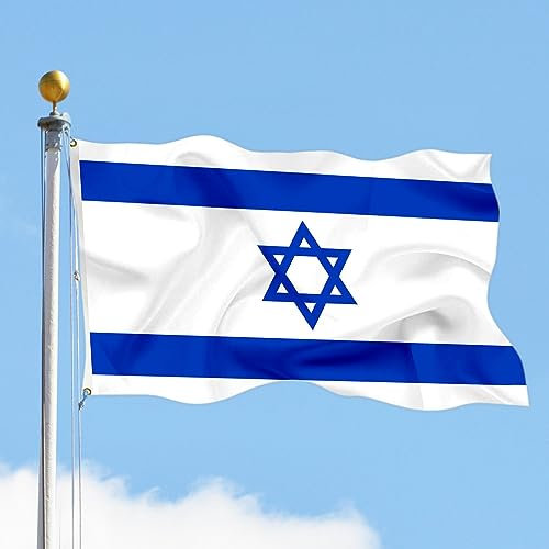 Drapeau Israël - 150x90 cm - Grand Drapeau Israélien Polyester Avec œillets Métalliques - Extérieur et Intérieur Coupe du Monde Célébrations Fête Sportif Événement- 5 x 3ft