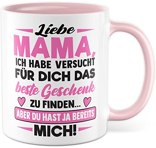 Mutter Tasse mit Spruch Geschenk, Liebe Mama ich habe versucht für dich das beste Geschenk zu finden Geschenkidee Muttertag Kaffee-Becher Kaffeetasse Witz Humor lustig Geschwister