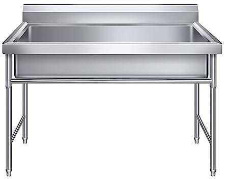 TRGCJGH Fregadero de cocina de acero inoxidable, Fregadero Industriales Independiente con Grifo, Fregadero Exterior Jardin (47.2X19.6X31.4inch/120X50X80cm)