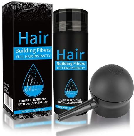 Haarpuder, Keratin-Haarfasern mit Applikator, Faser-Haarpulver in Profiqualität, Hairline Powder, Concealer Gegen Haarausfall für Männer und Frauen für Kahle Stellen und Streuhaar (Mittelbraun)