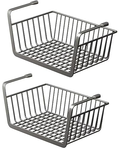 BohrenCL 2 unidades de cestas colgantes extraíbles, cesta de almacenamiento para estante inferior, cesta colgante de metal para oficinas, cocinas, frigoríficos, baños, armarios