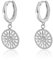 Mary & Jules Creolen Silber mit Sonnen Anhänger, aus recyceltem 925 Sterling Silber, Ohrringe Damen Silber, Durchmesser 12 mm, Klappcreolen mit Münz Anhänger für Frauen & Mädchen
