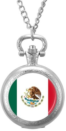 Mechanische Taschenuhr Im Retro-/Vintage-Stil,Starkes Adler-Blume-Mexiko-Flaggen-Design,Runde Anhänger-Halskette Für Männer Und Frauen – Geschenk Zum Geburtstag,Jahrestag,Weihnachten,Vatertag