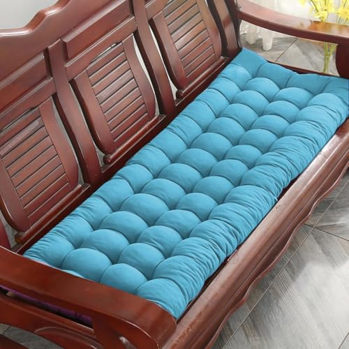 BoruisXSW Dickes Baumwoll-Bankkissen, 2- und 3-Sitzer, Baumwoll-Sofa-Bank-Sitzkissen, langes Sitzkissen für Zuhause/Garten/Terrasse/Schaukel, Innenbereich (160 x 50 cm, Dunkelgrün)