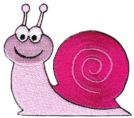 Schnecke Rosa Pink Aufnäher zum aufbügeln oder aufnähen Bügelbild Bügelpatch Aufbügler für Kleidung gestickter Bügelflicken Applikation Patch Größe 7,0 x 6,2 cm