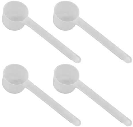 JTKREW Juego de 4 Piezas Cuchara Medidora de Plástico Transparente 5g-para Cocina, Condimentos, Aceite, Café - Medidor de Gramos, Cucharas Dosificadoras Mini de Proteína en Polvo