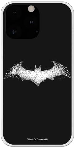 Personalaizer Schutzhülle für iPhone 15 Pro, aus weichem TPU-Silikon, transparent, Design Batman Logo weiß