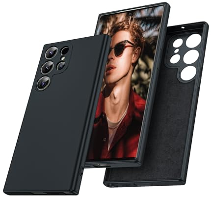 LeYi Hülle für Samsung Galaxy S23 Ultra Handyhülle, Ultra Dünn Slim Weiches Silikon TPU Kameraschutz Stoßfest Schutzhülle Kratzfest Mikrofaserfutter Case Cover für S 23 Ultra 5G Schwarz