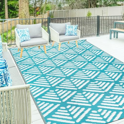 Capslpad Outdoor Teppich 150X245cm Outdoor Camping Teppich Kunststoff Stroh Teppich für Patio Deck