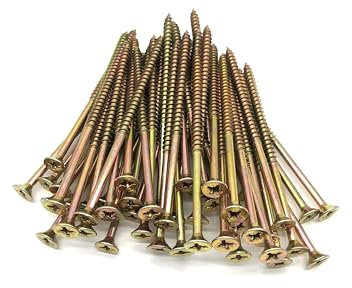 100 Pcs Box of Wood Screws 6mm x 120mm Double Countersunk Premium Easy Drive Woodscrews
