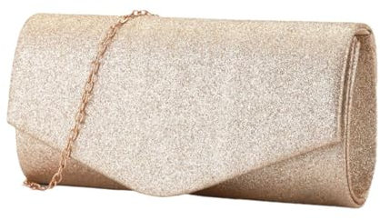 Copbopwn Abendtasche Clutch für Frauen Glitter Envelope Handtasche mit Abnehmbarem Kettenriemen Clutch-Taschen Elegante Crossbody-Taschen für Frauen Bridal Prom Party Hochzeit (Champagner)