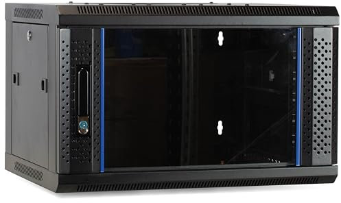 DSIT 4HE Netzwerkschrank (Serverschrank) 19 Zoll Wandmontage - mit Glastür (BxTxH) 600 x 450 x 280mm - Schwarz - Traglast 60 kg