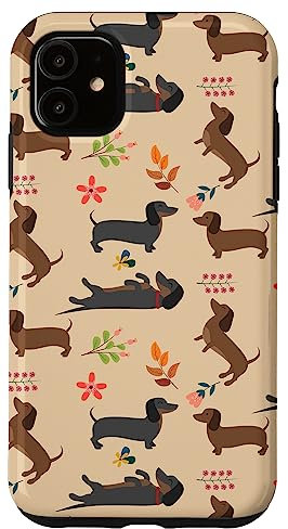iPhone 11 Dachshund Pattern Sausage Dog Lover Wiener Flower Pattern Case