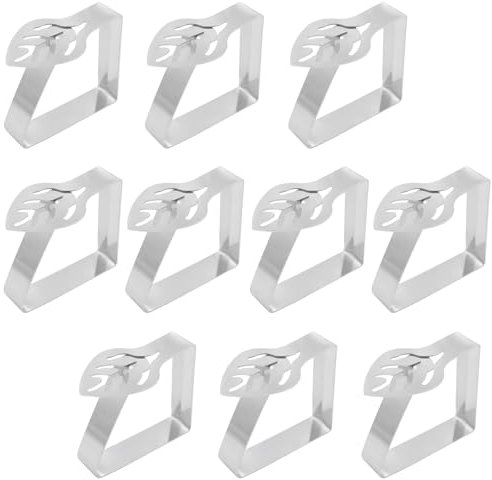 GIKPAX Paquet de 10 Pinces à Nappe, Pinces à Nappe en Forme de Feuille, Grandes Pinces à Nappe pour Table intérieure extérieure, Pinces à Nappe en Acier Inoxydable pour Camping intérieur et extérieur