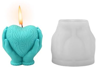 Hand Held Heart Candle Mould, 3D Heart Frame Silicone Moulds Valentine's Day Love Epoxy Resin Casting Mold for Candle Making Handmade Soap Aromatherapy DIY Craft Home Decoration
